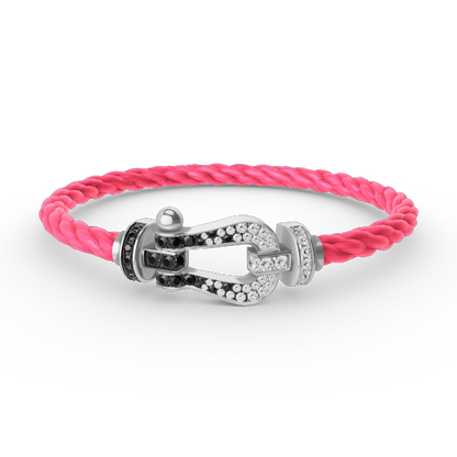 [CharmAmor]FORCE LARGE HORSESHOE BLACK WHITE DIAMOND BRACELET SILVER