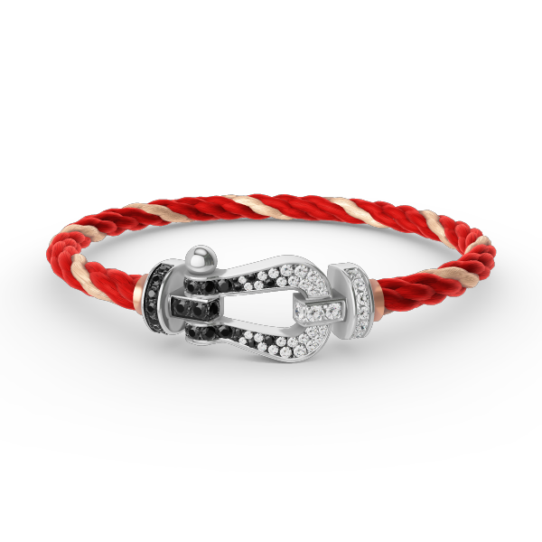 [CharmAmor]FORCE LARGE HORSESHOE BLACK WHITE DIAMOND BRACELET SILVER