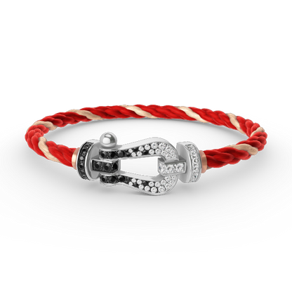 [CharmAmor]FORCE LARGE HORSESHOE BLACK WHITE DIAMOND BRACELET SILVER
