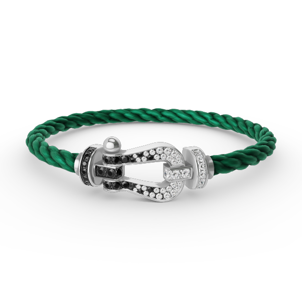 [CharmAmor]FORCE LARGE HORSESHOE BLACK WHITE DIAMOND BRACELET SILVER