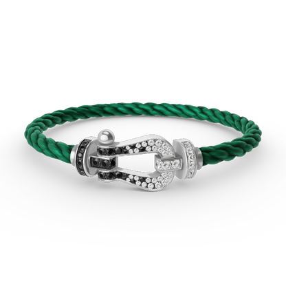 [CharmAmor]FORCE LARGE HORSESHOE BLACK WHITE DIAMOND BRACELET SILVER