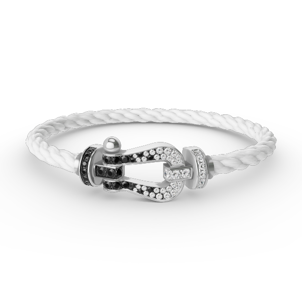 [CharmAmor]FORCE LARGE HORSESHOE BLACK WHITE DIAMOND BRACELET SILVER