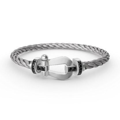 [CharmAmor]FORCE LARGE HORSESHOE BLACK DIAMOND BRACELET SILVER