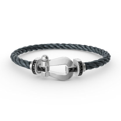[CharmAmor]FORCE LARGE HORSESHOE BLACK DIAMOND BRACELET SILVER