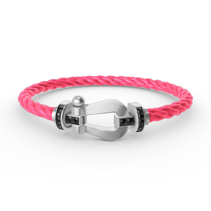 [CharmAmor]FORCE LARGE HORSESHOE BLACK DIAMOND BRACELET SILVER