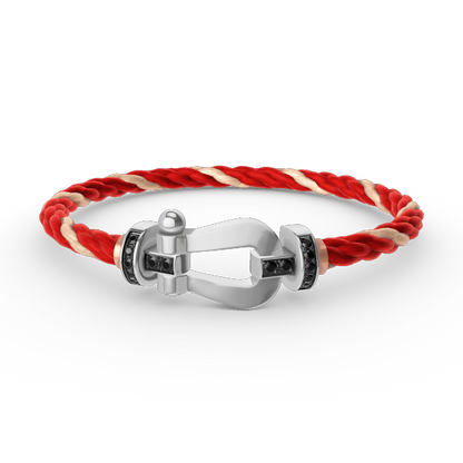 [CharmAmor]FORCE LARGE HORSESHOE BLACK DIAMOND BRACELET SILVER