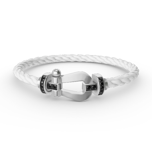 [CharmAmor]FORCE LARGE HORSESHOE BLACK DIAMOND BRACELET SILVER