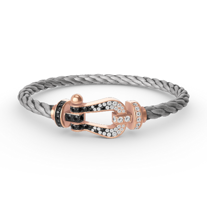 [CharmAmor]FORCE LARGE HORSESHOE BLACK WHITE DIAMOND BRACELET ROSE GOLD