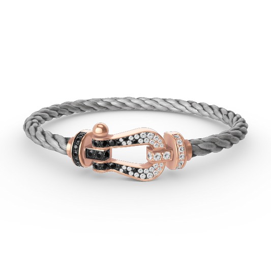 [CharmAmor]FORCE LARGE HORSESHOE BLACK WHITE DIAMOND BRACELET ROSE GOLD