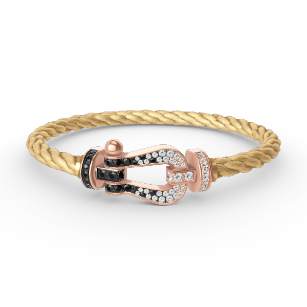 [CharmAmor]FORCE LARGE HORSESHOE BLACK WHITE DIAMOND BRACELET ROSE GOLD