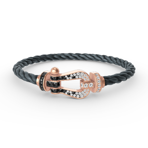 [CharmAmor]FORCE LARGE HORSESHOE BLACK WHITE DIAMOND BRACELET ROSE GOLD