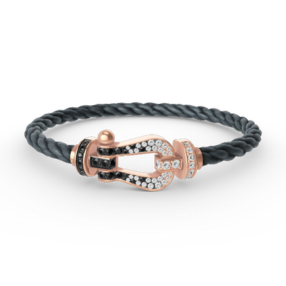 [CharmAmor]FORCE LARGE HORSESHOE BLACK WHITE DIAMOND BRACELET ROSE GOLD