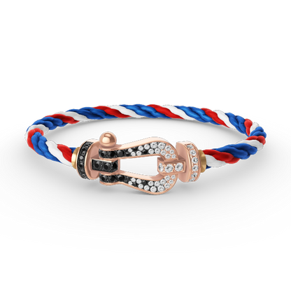 [CharmAmor]FORCE LARGE HORSESHOE BLACK WHITE DIAMOND BRACELET ROSE GOLD