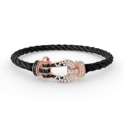 [CharmAmor]FORCE LARGE HORSESHOE BLACK WHITE DIAMOND BRACELET ROSE GOLD