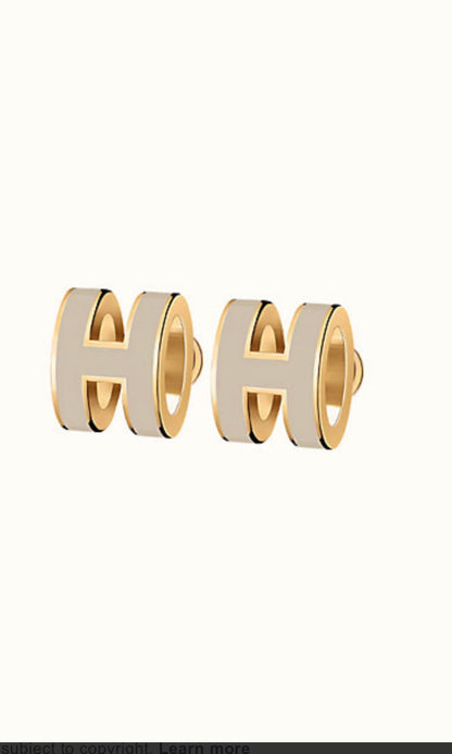 [CharmAmor]MINI POP H GOLD EARRINGS GREY