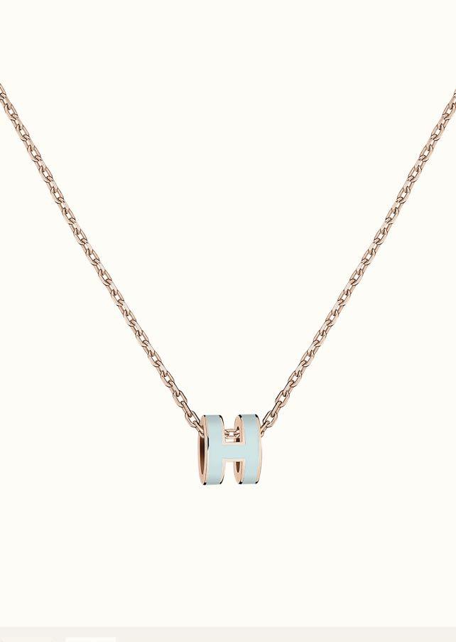 [CharmAmor]POP H LIGHT BLUE NECKLACE