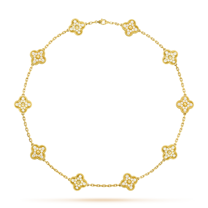[CharmAmor]CLOVER 10 MOTIFS DIAMOND NECKLACE