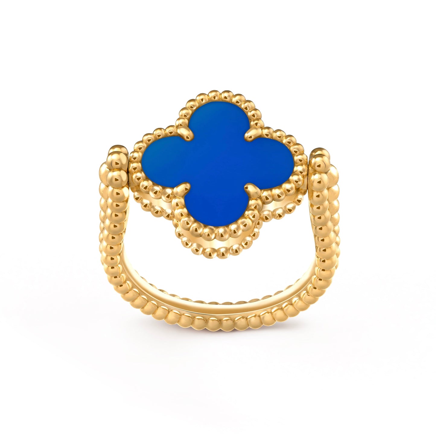 [CharmAmor]CLOVER RIVERSIBLE BLUE AGATE RING