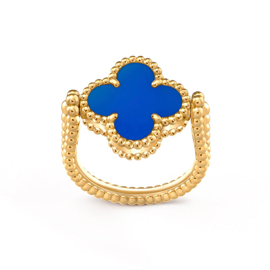 [CharmAmor]CLOVER RIVERSIBLE BLUE AGATE RING