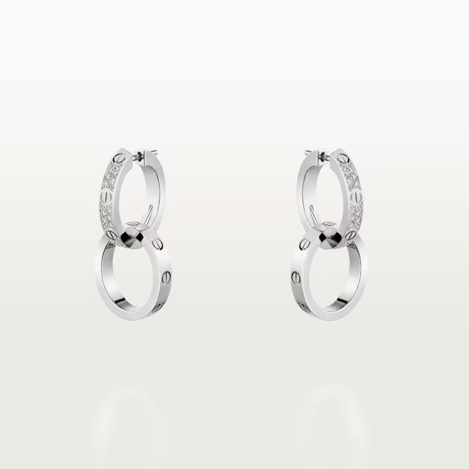 [CharmAmor]LOVE 3.3MM DANGLE HALF DIAMOND EARRINGS