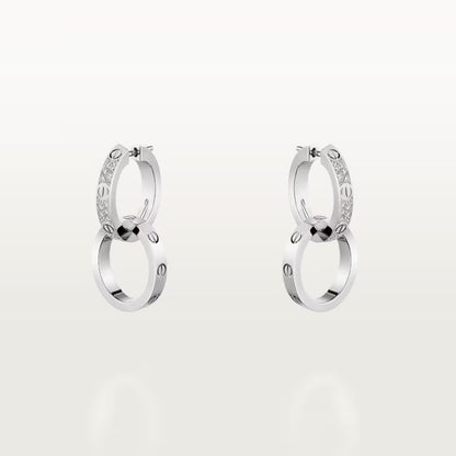 [CharmAmor]LOVE 3.3MM DANGLE HALF DIAMOND EARRINGS