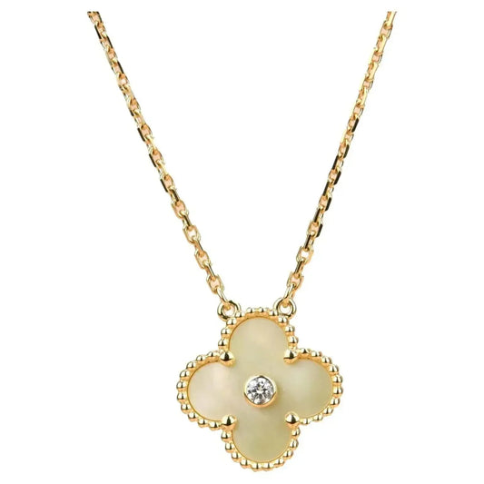 [CharmAmor]CLOVER 15MM DIAMOND GOLD MOTHER OF PEARL NECKLACE