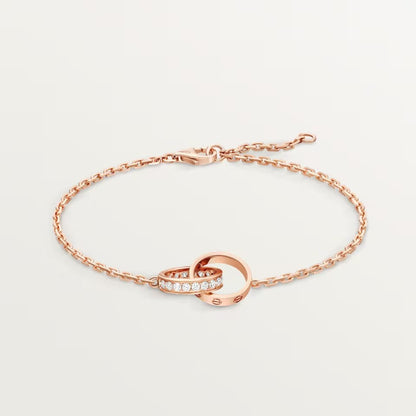 [CharmAmor]LOVE DOUBLE RING HALF DIAMOND BRACELET