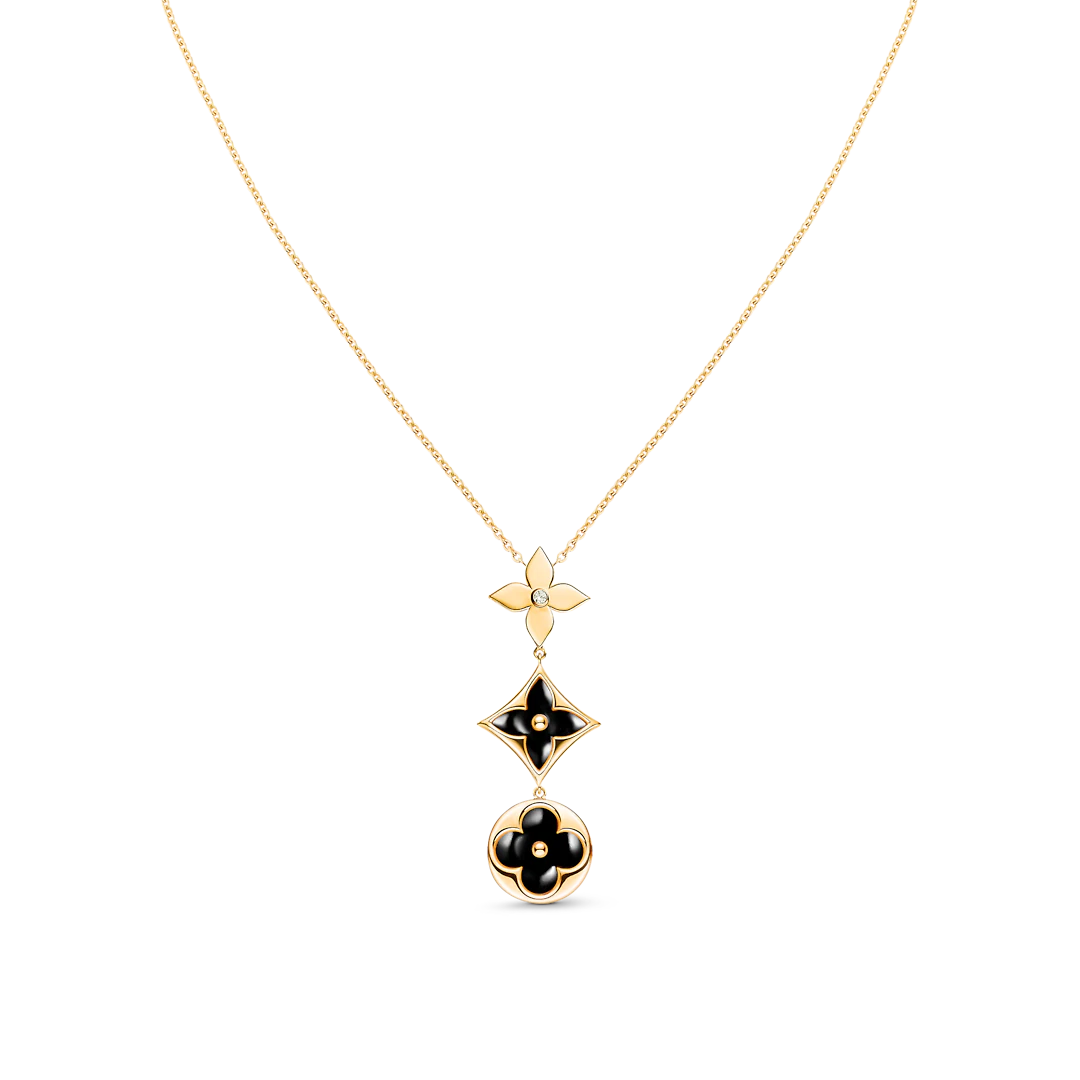 [CharmAmor]STAR AND SUN ONYX PINK GOLD NECKLACE