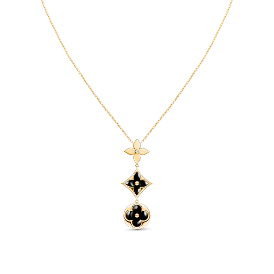[CharmAmor]STAR AND SUN ONYX PINK GOLD NECKLACE