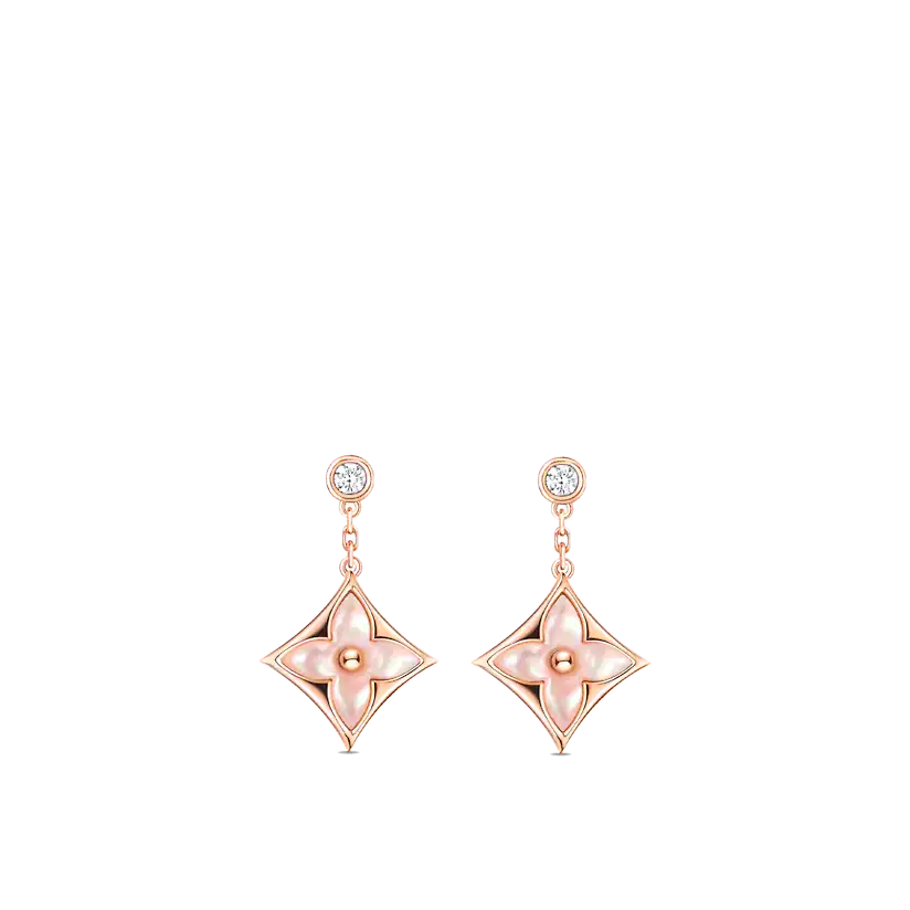 [CharmAmor]DOUBLE STAR PINK GOLD MOP DROP EARRINGS