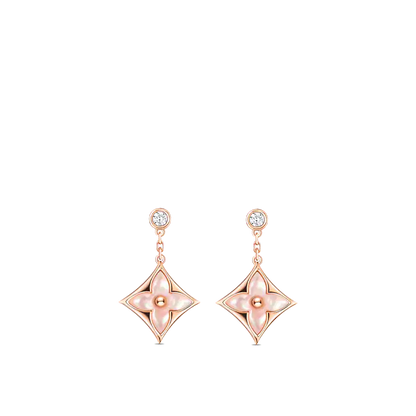 [CharmAmor]DOUBLE STAR PINK GOLD MOP DROP EARRINGS
