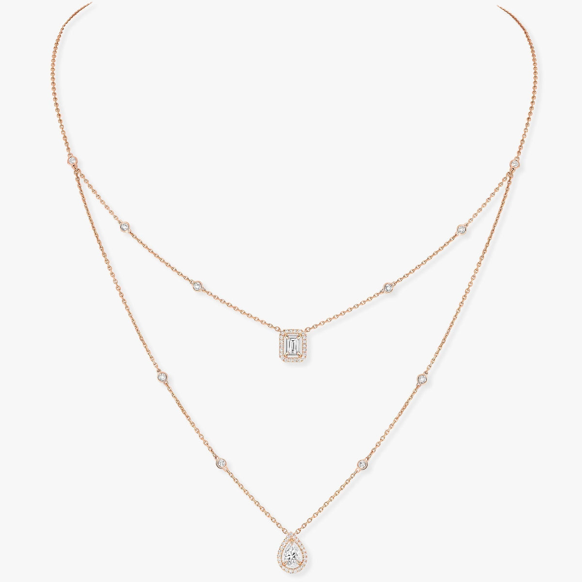 [CharmAmor]MY TWIN 2 ROW DIAMOND NECKLACE