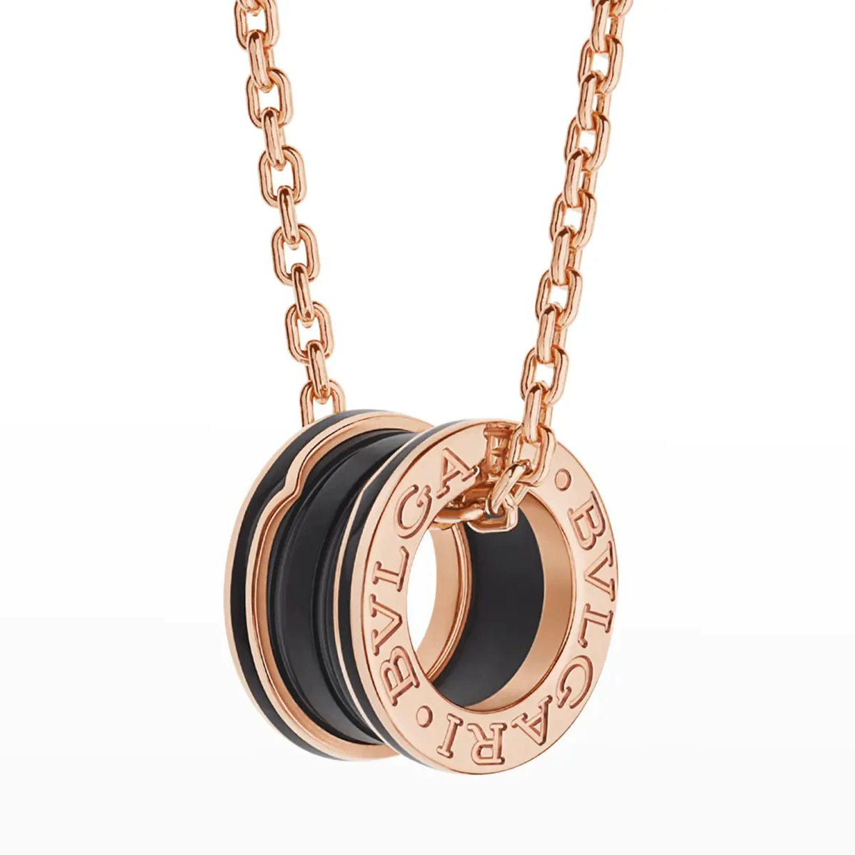 [CharmAmor]ZERO 1 BLACK CERAMIC PINK GOLD NECKLACE