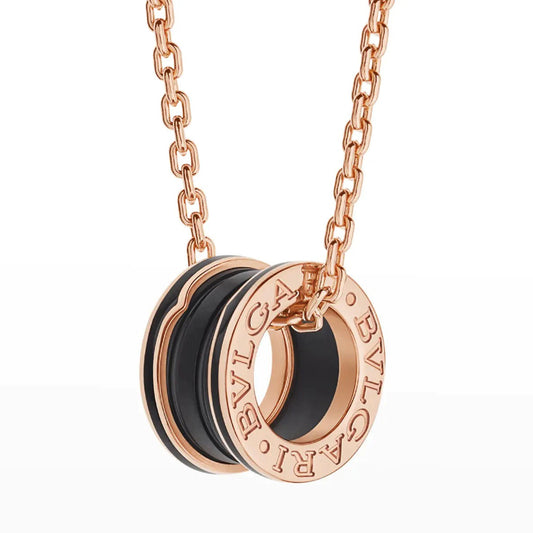 [CharmAmor]ZERO 1 BLACK CERAMIC PINK GOLD NECKLACE