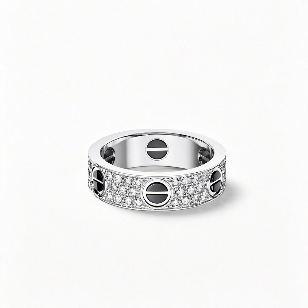 [CharmAmor]LOVE RING 5.5MM DIAMONDS PAVED CERAMIC