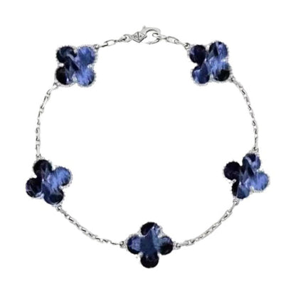 [CharmAmor]CLOVER 5 MOTIF PIETERSITE SILVER BRACELET