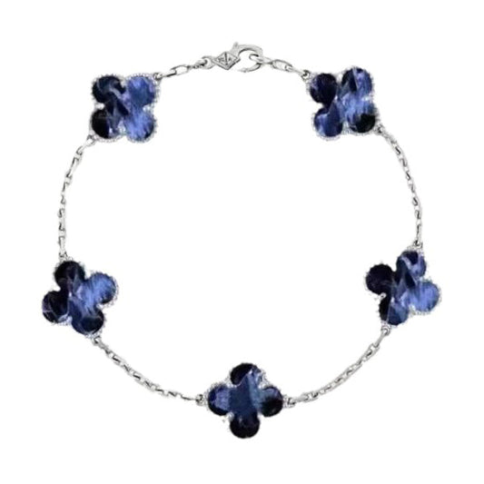 [CharmAmor]CLOVER 5 MOTIF PIETERSITE SILVER BRACELET