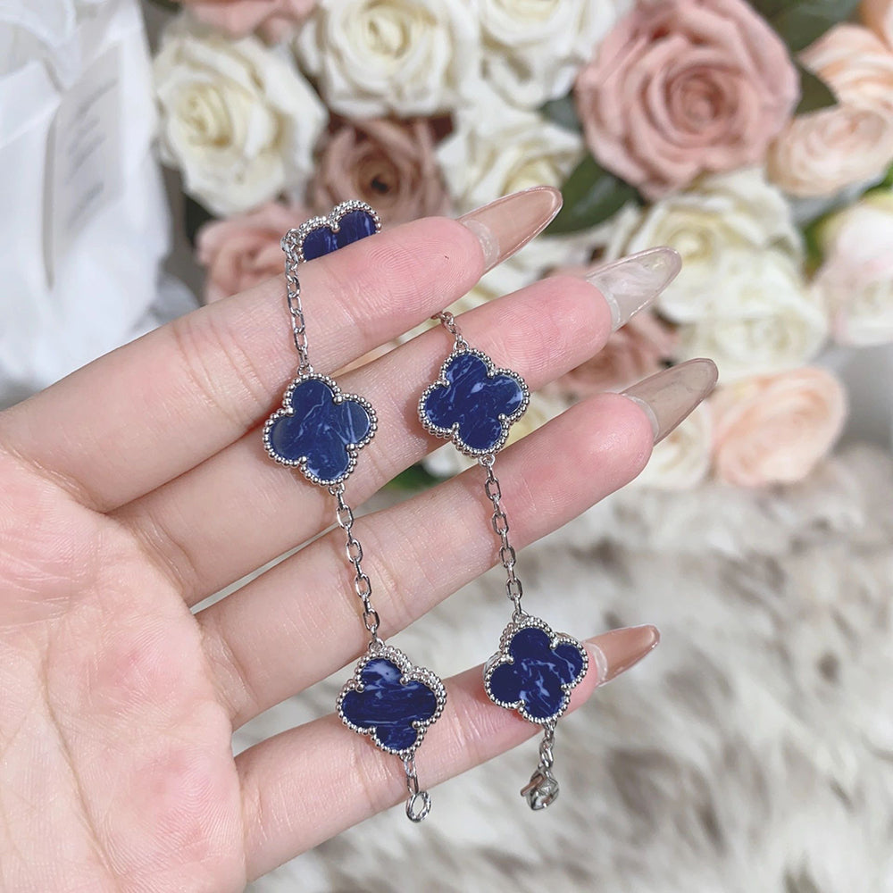 [CharmAmor]CLOVER 5 MOTIF PIETERSITE SILVER BRACELET