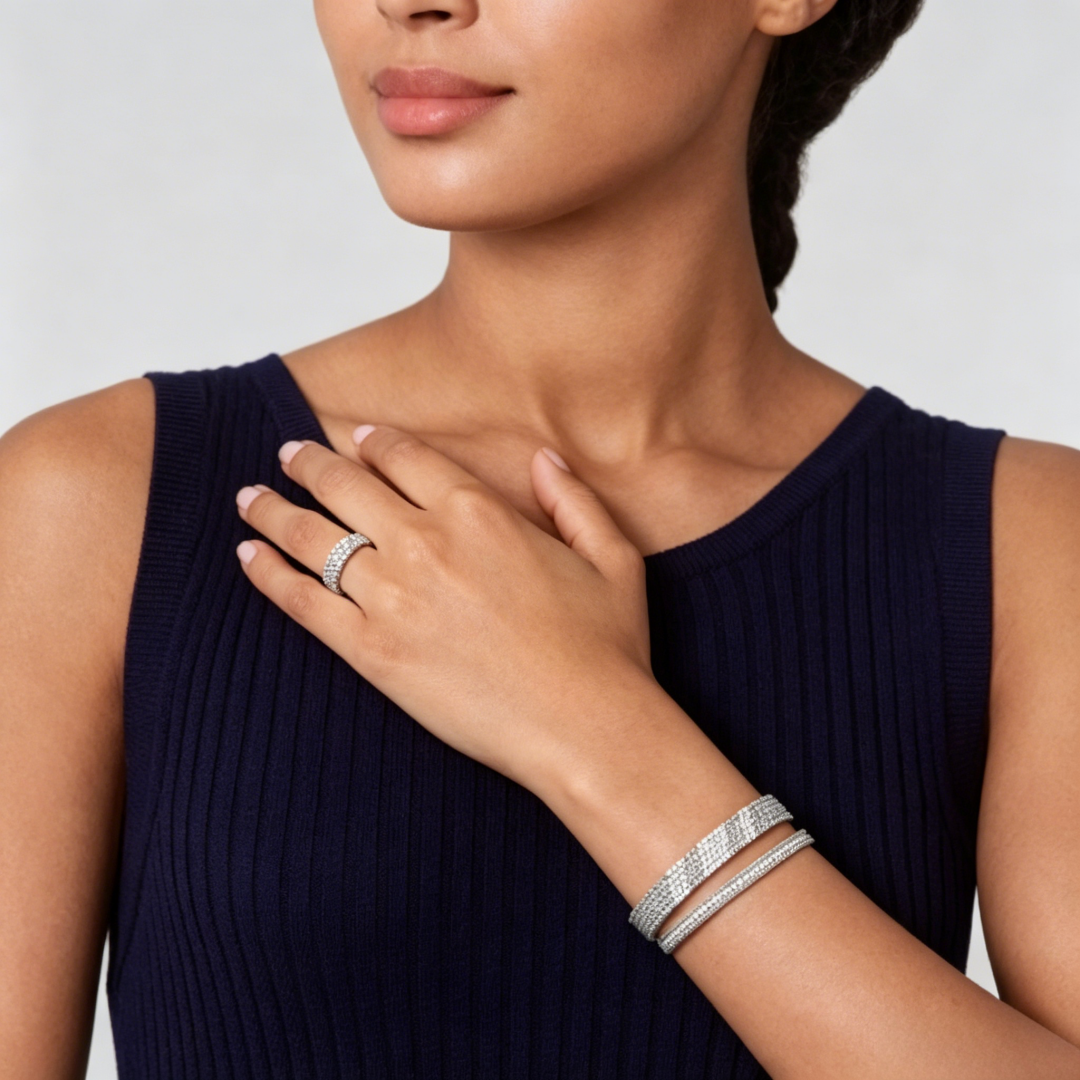 [CharmAmor]Three-row diamond ring