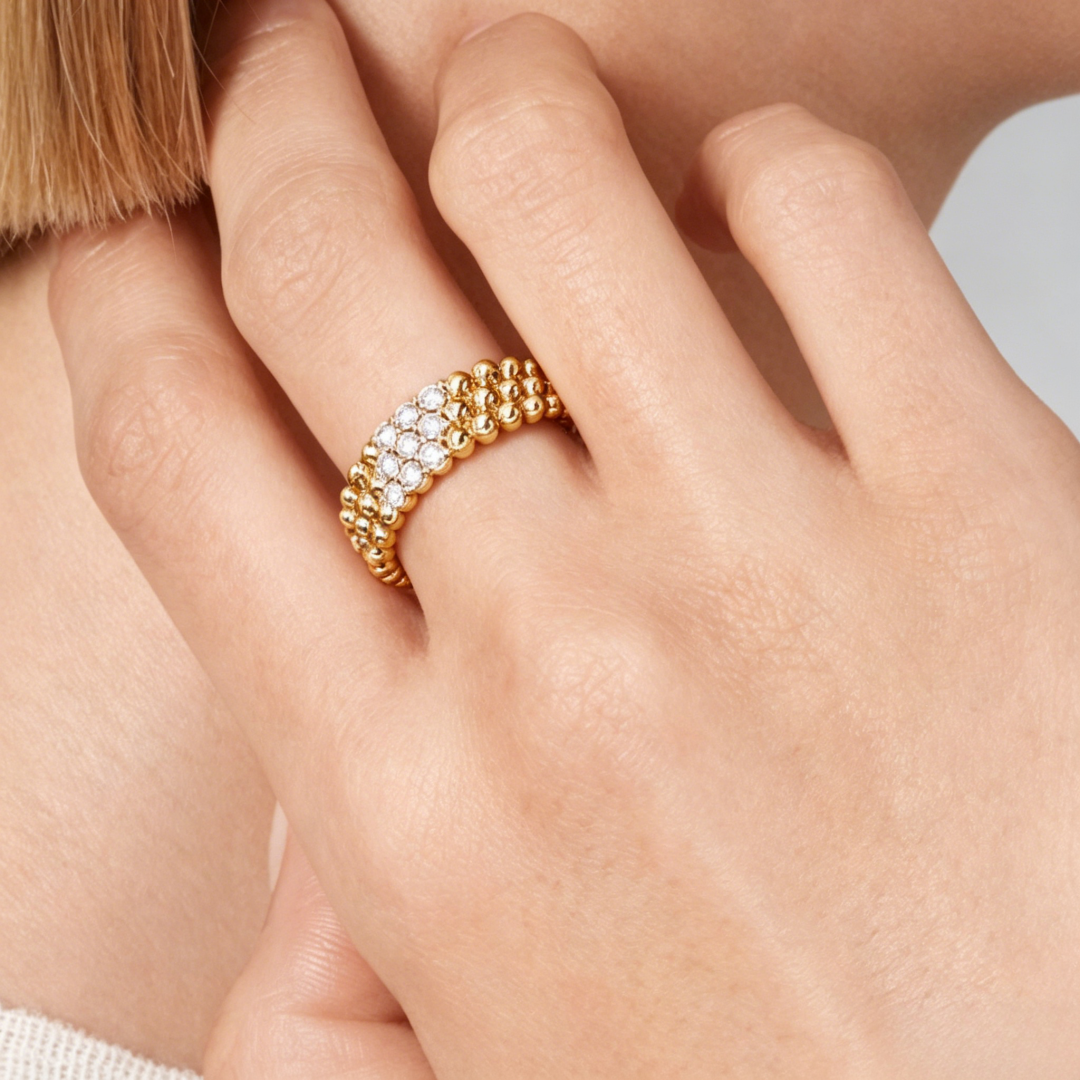 [CharmAmor]Three-row diamond ring