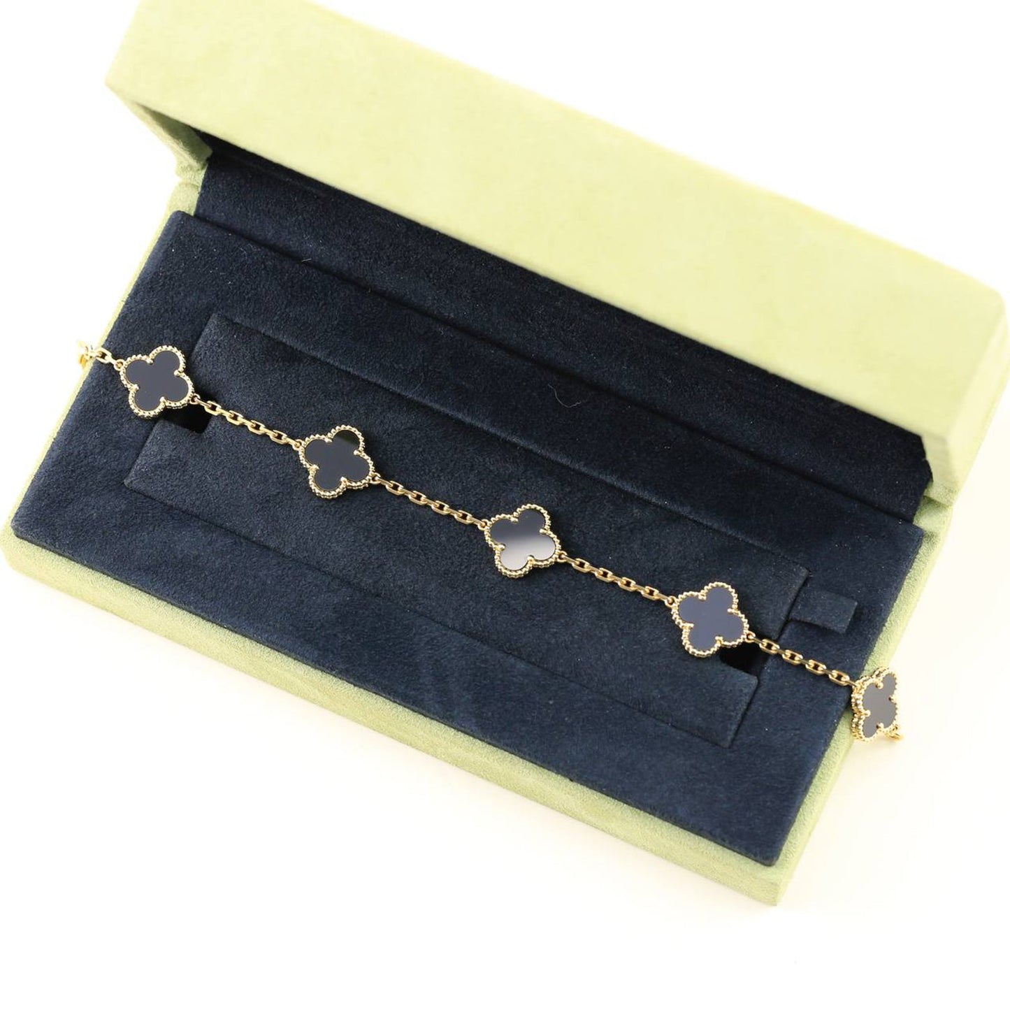 [CharmAmor]CLOVER  5 MOTIFS BLACK ONYX BRACELET