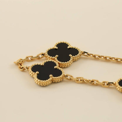 [CharmAmor]CLOVER  5 MOTIFS BLACK ONYX BRACELET