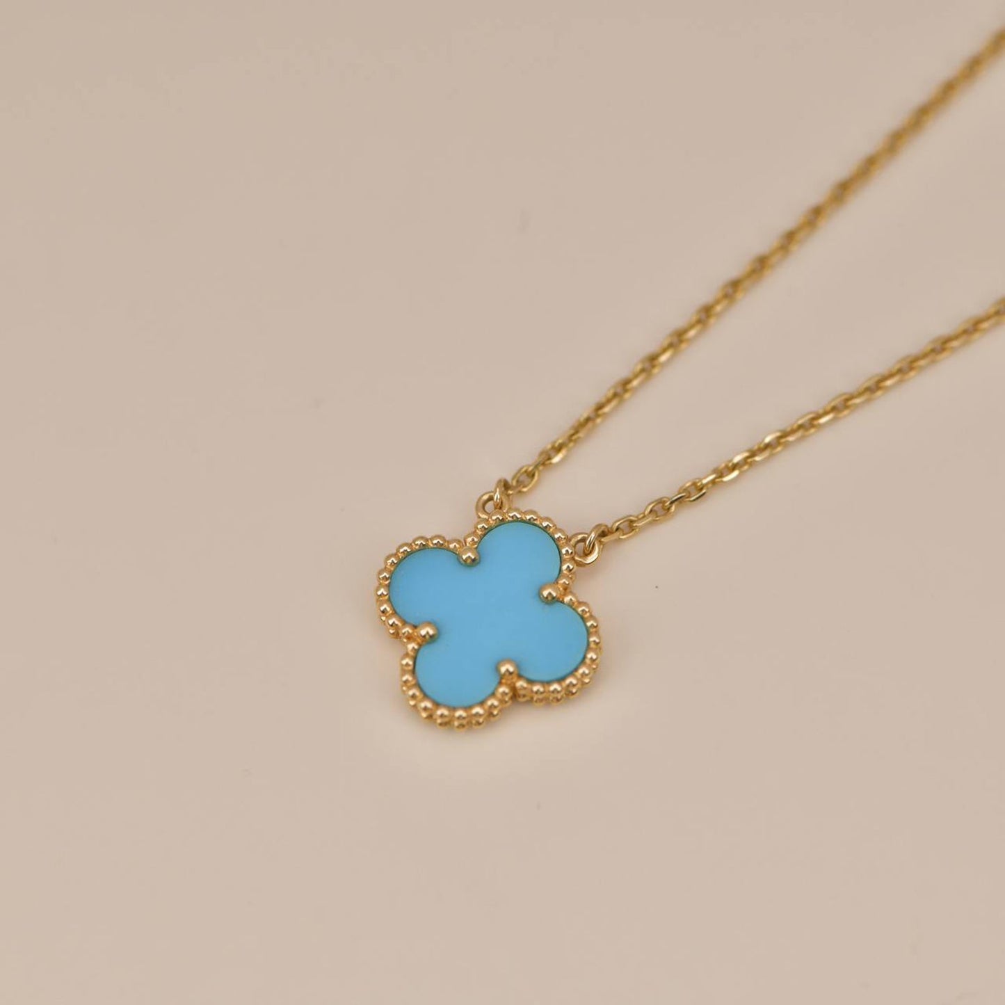 [CharmAmor]CLOVER 15MM VINTAGE TURQUOISE NECKLACE
