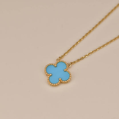 [CharmAmor]CLOVER 15MM VINTAGE TURQUOISE NECKLACE