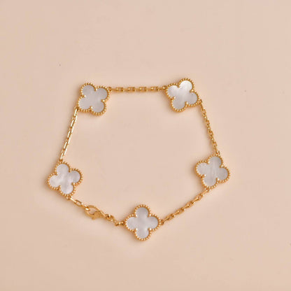[CharmAmor]CLOVER  5 MOTIF WHITE MOP BRACELET