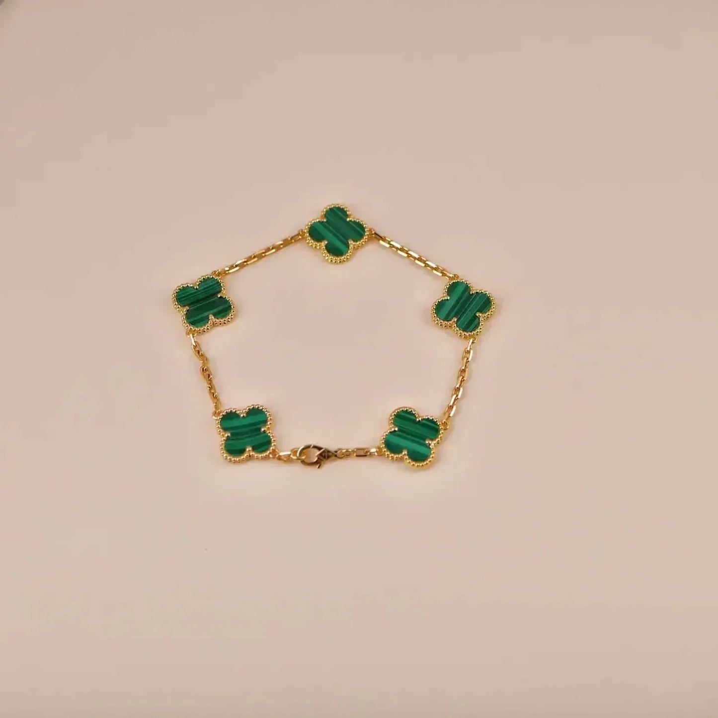 [CharmAmor]CLOVER 5 MOTIFS MALACHITE BRACELET