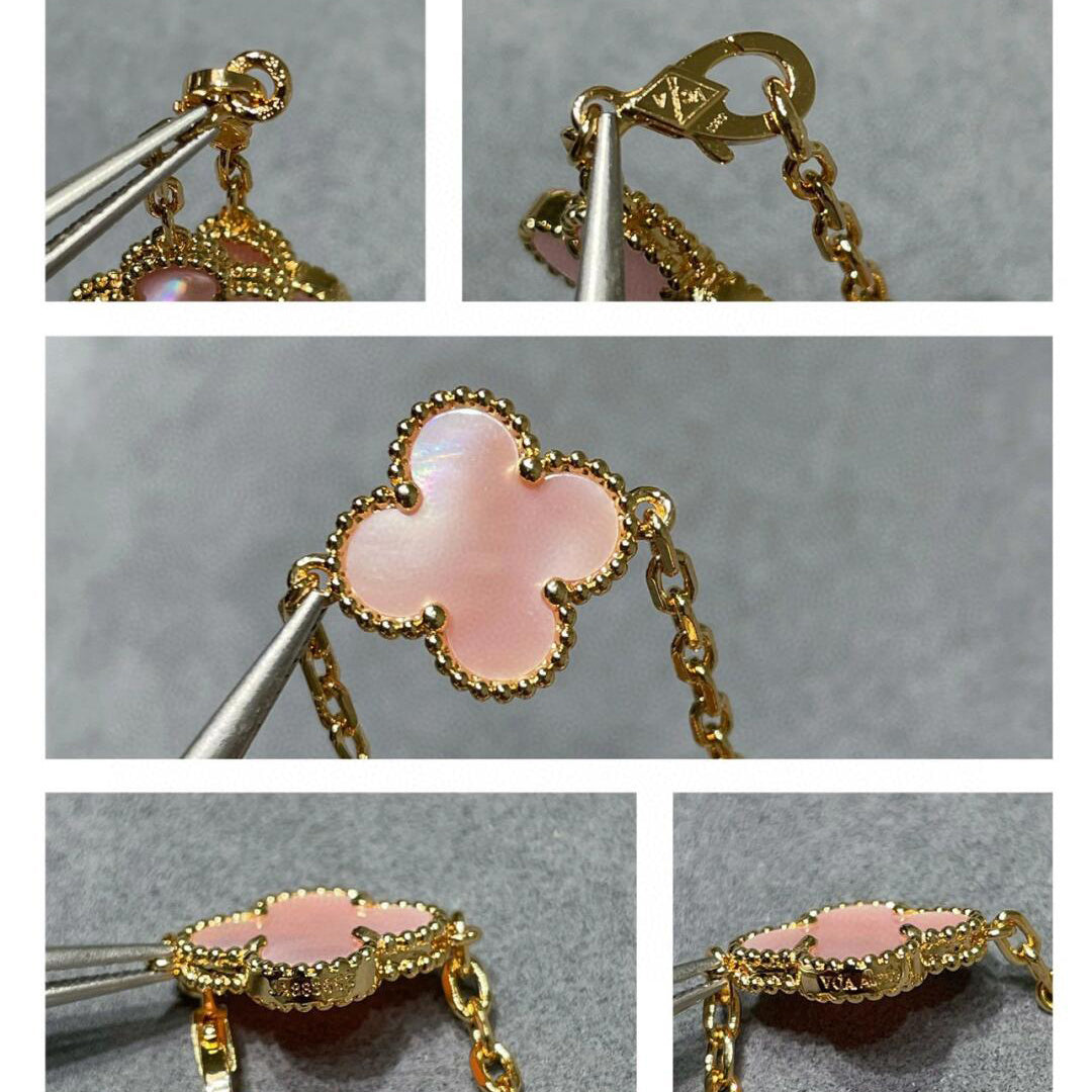 [CharmAmor]CLOVER 10 MOTIFS PINK MOP NECKLACE