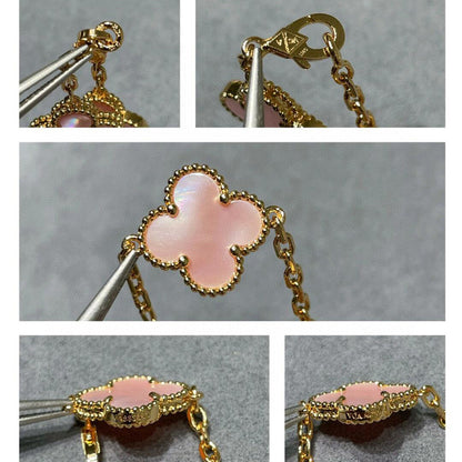 [CharmAmor]CLOVER 10 MOTIFS PINK MOP NECKLACE