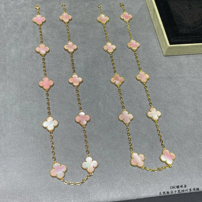 [CharmAmor]CLOVER 10 MOTIFS PINK MOP NECKLACE