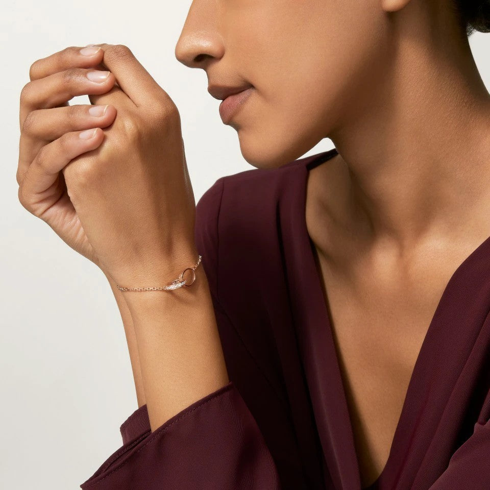 [CharmAmor]LOVE DOUBLE RING HALF DIAMOND BRACELET